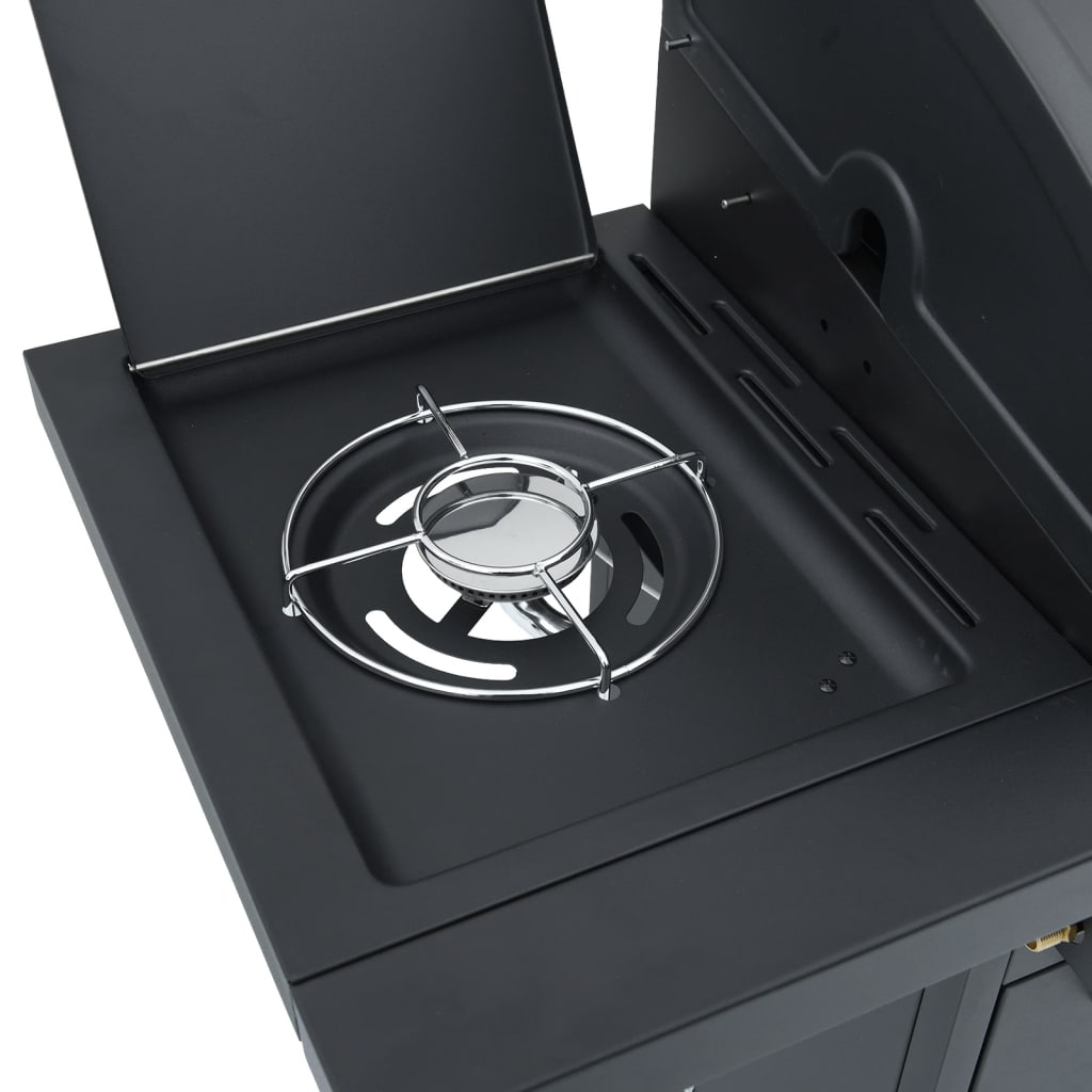 vidaXL Grătar pe gaz cu 7 arzătoare, negru, oțel vopsit electrostatic vidaXL Grătar pe gaz cu 7 arzătoare, negru, oțel vopsit electrostatic