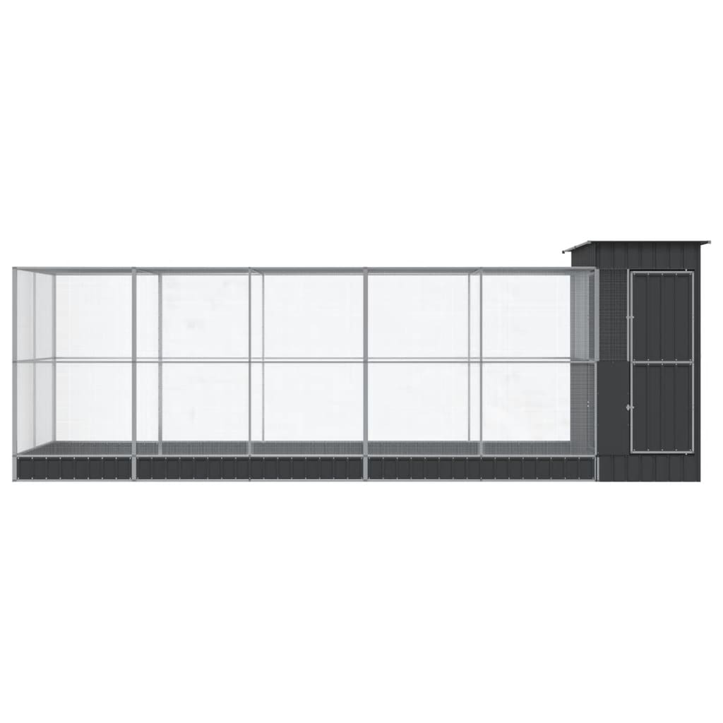 vidaXL Voliera de păsări cu extensie, argintiu, 623x203x216 cm, oțel vidaXL Voliera de păsări cu extensie, argintiu, 623x203x216 cm, oțel