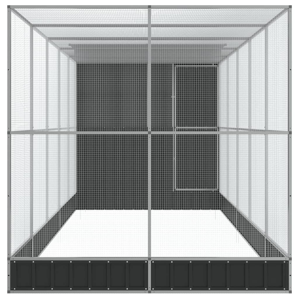vidaXL Voliera de păsări cu extensie, argintiu, 623x203x216 cm, oțel vidaXL Voliera de păsări cu extensie, argintiu, 623x203x216 cm, oțel