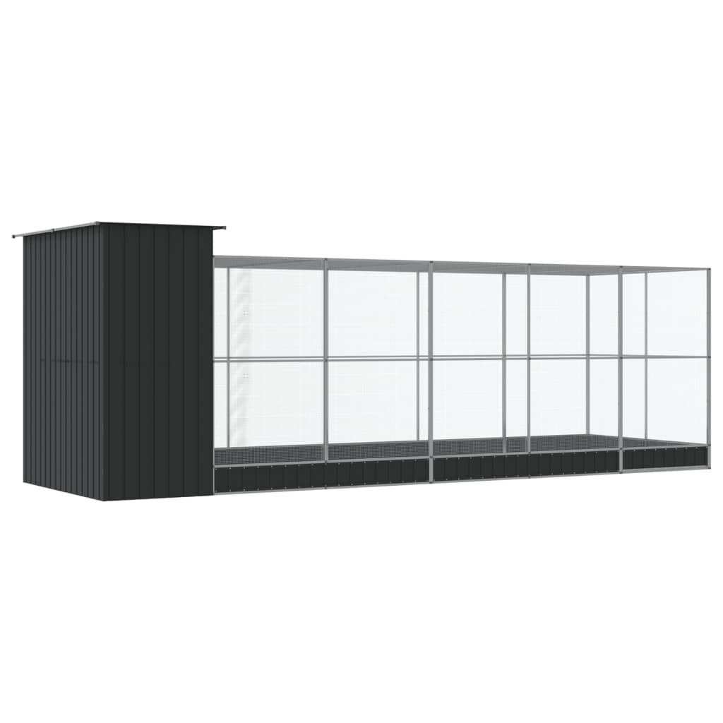 vidaXL Voliera de păsări cu extensie, argintiu, 623x203x216 cm, oțel vidaXL Voliera de păsări cu extensie, argintiu, 623x203x216 cm, oțel