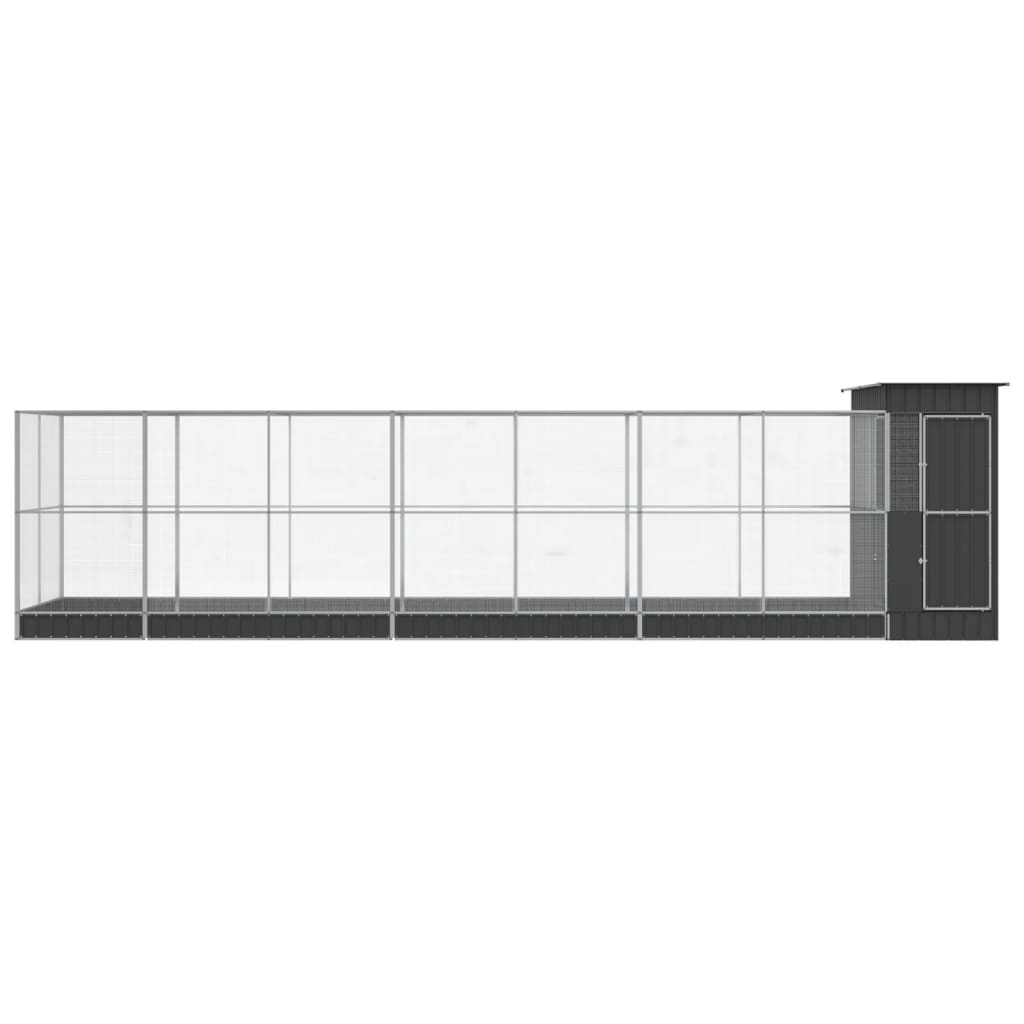 vidaXL Voliera de păsări cu extensie, argintiu, 830x203x216 cm, oțel vidaXL Voliera de păsări cu extensie, argintiu, 830x203x216 cm, oțel