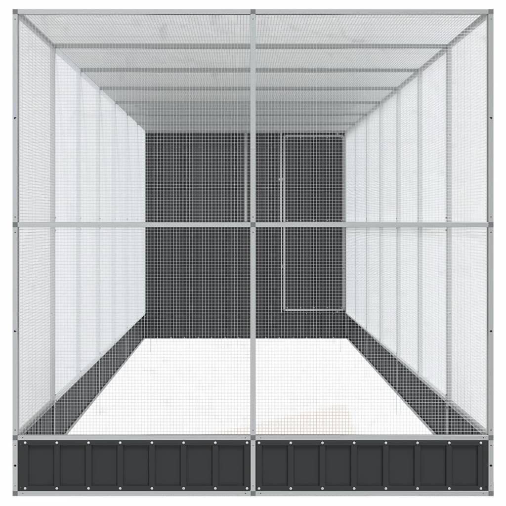 vidaXL Voliera de păsări cu extensie, argintiu, 830x203x216 cm, oțel vidaXL Voliera de păsări cu extensie, argintiu, 830x203x216 cm, oțel