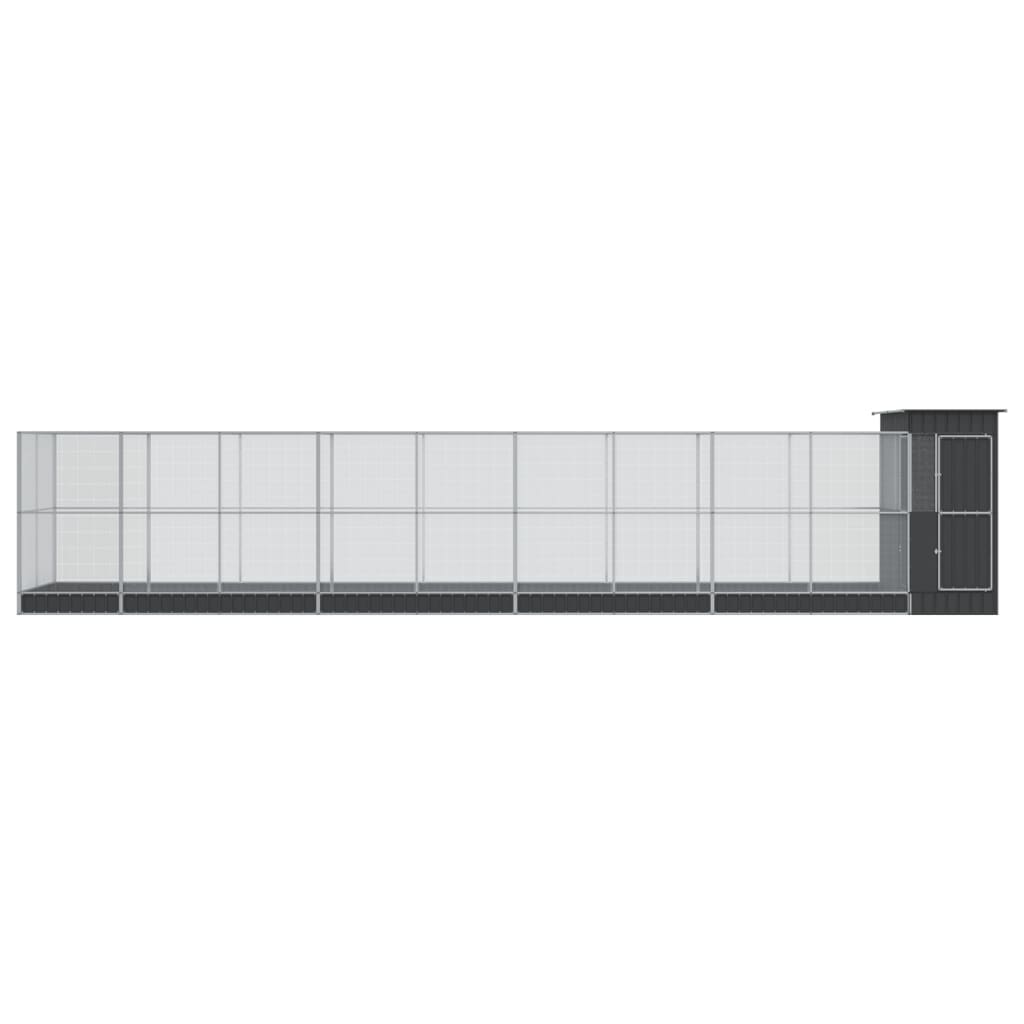 vidaXL Voliera de păsări cu extensie, argintiu, 1037x203x216 cm, oțel