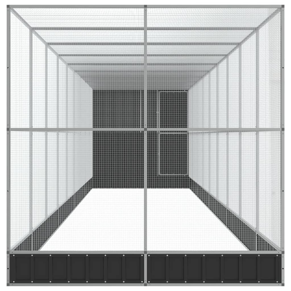 vidaXL Voliera de păsări cu extensie, argintiu, 1037x203x216 cm, oțel