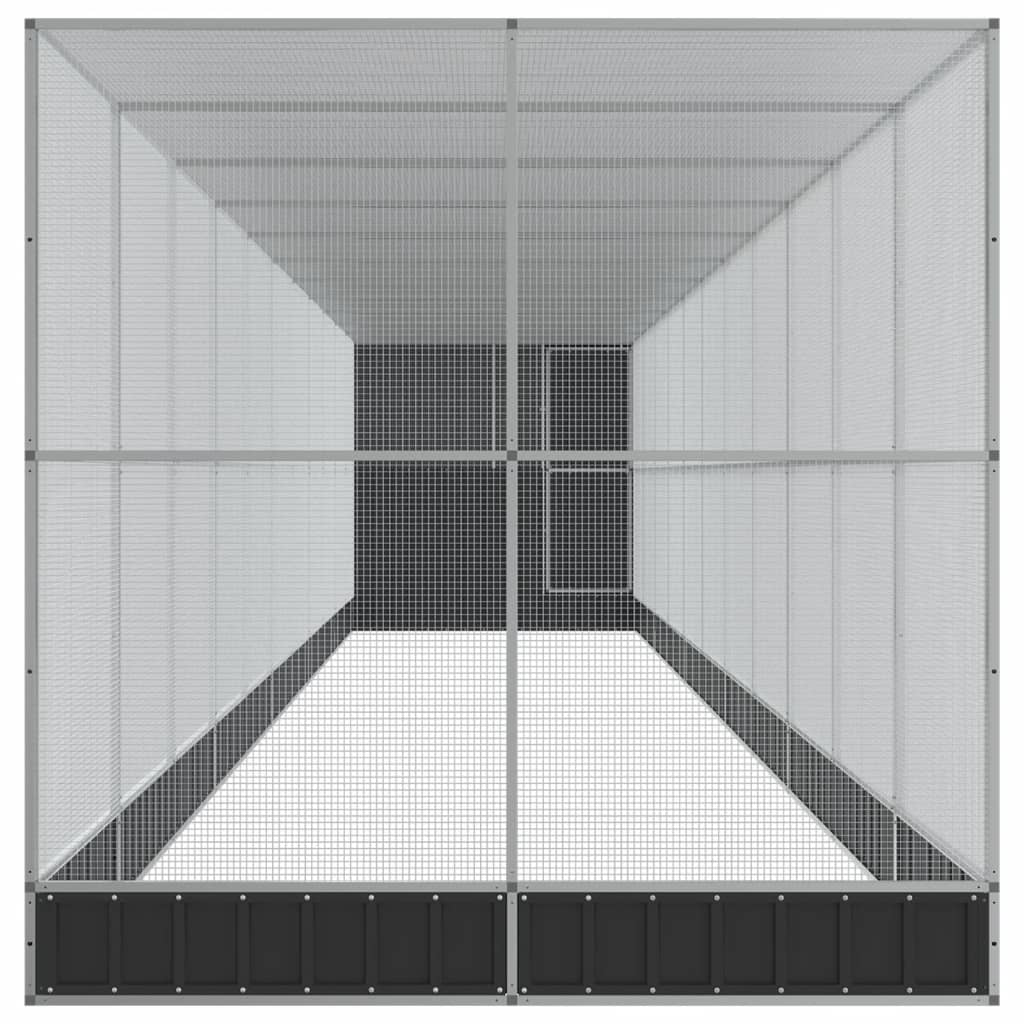 vidaXL Voliera de păsări cu extensie, argintiu, 1244x203x216 cm, oțel