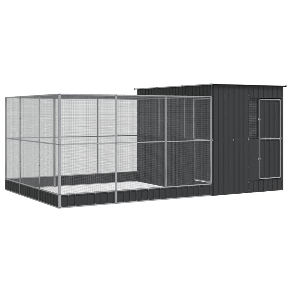 vidaXL Voliera de păsări cu extensie, argintiu, 497x303x216 cm, oțel vidaXL Voliera de păsări cu extensie, argintiu, 497x303x216 cm, oțel