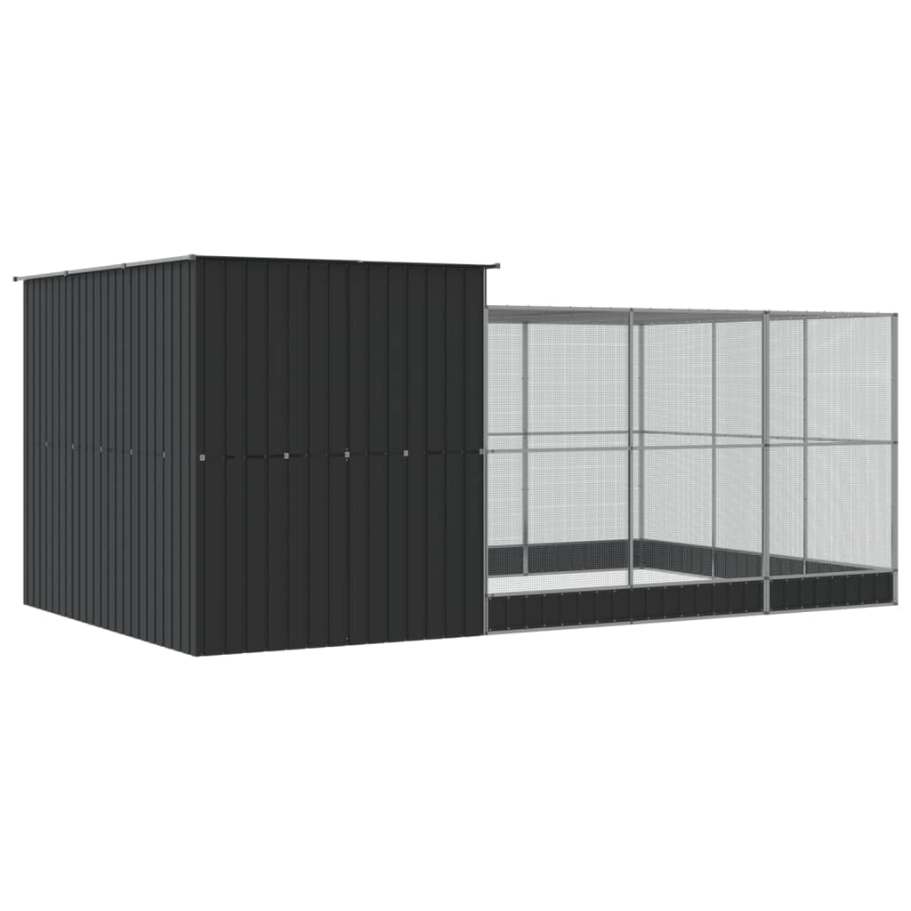 vidaXL Voliera de păsări cu extensie, argintiu, 497x303x216 cm, oțel vidaXL Voliera de păsări cu extensie, argintiu, 497x303x216 cm, oțel