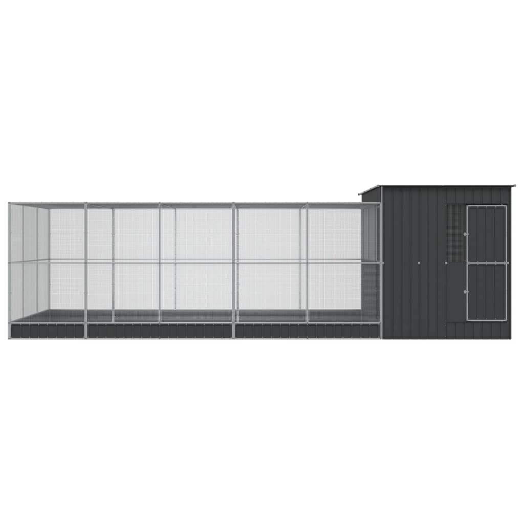 vidaXL Voliera de păsări cu extensie, argintiu, 704x303x216 cm, oțel