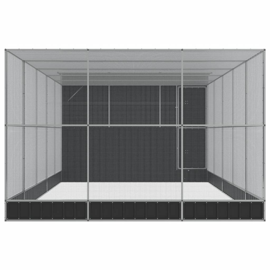 vidaXL Voliera de păsări cu extensie, argintiu, 704x303x216 cm, oțel