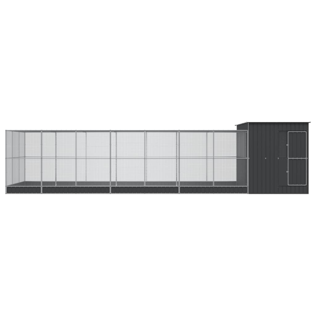 vidaXL Voliera de păsări cu extensie, argintiu, 911x303x216 cm, oțel
