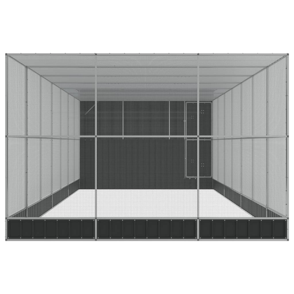 vidaXL Voliera de păsări cu extensie, argintiu, 911x303x216 cm, oțel
