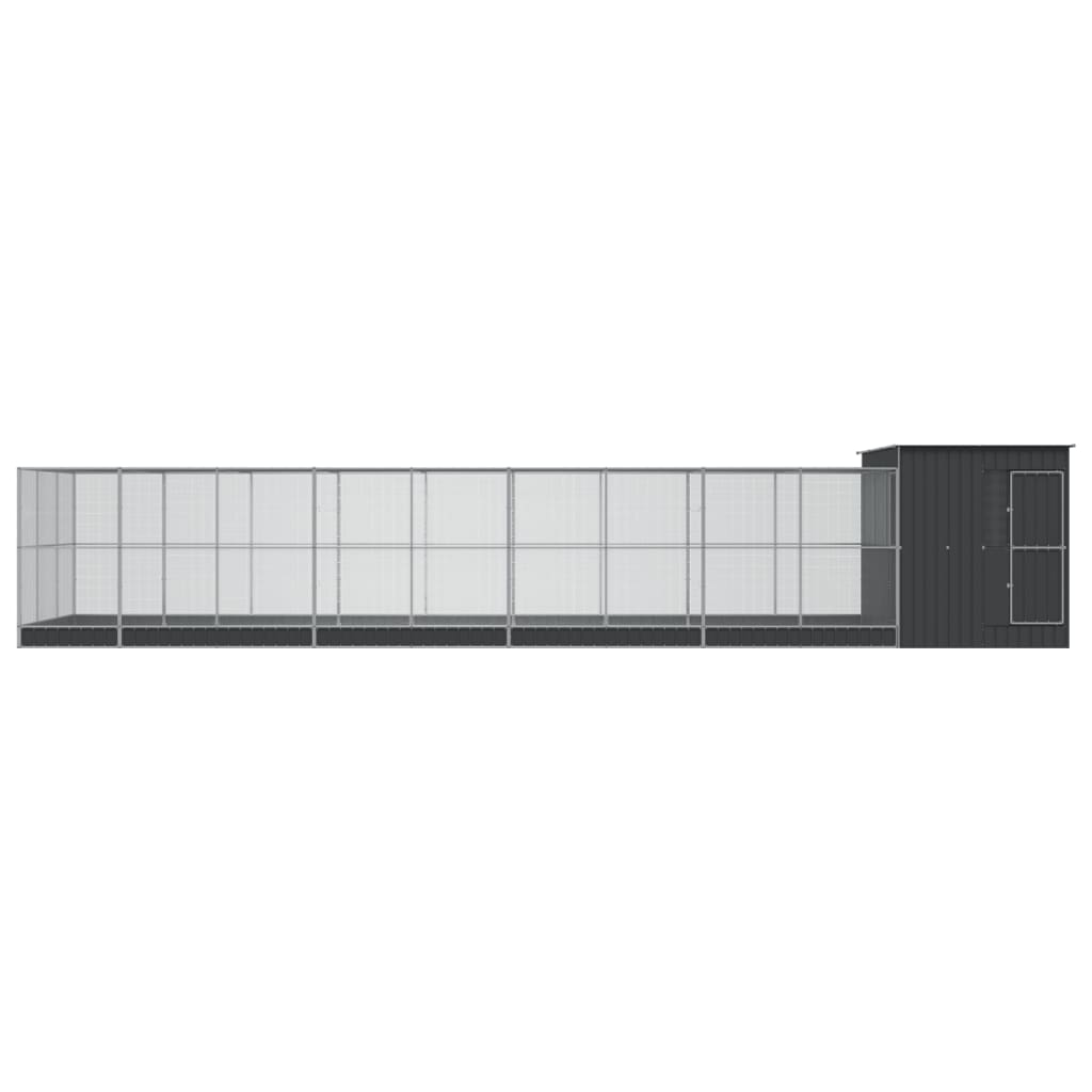 vidaXL Voliera de păsări cu extensie, argintiu, 1118x303x216 cm, oțel