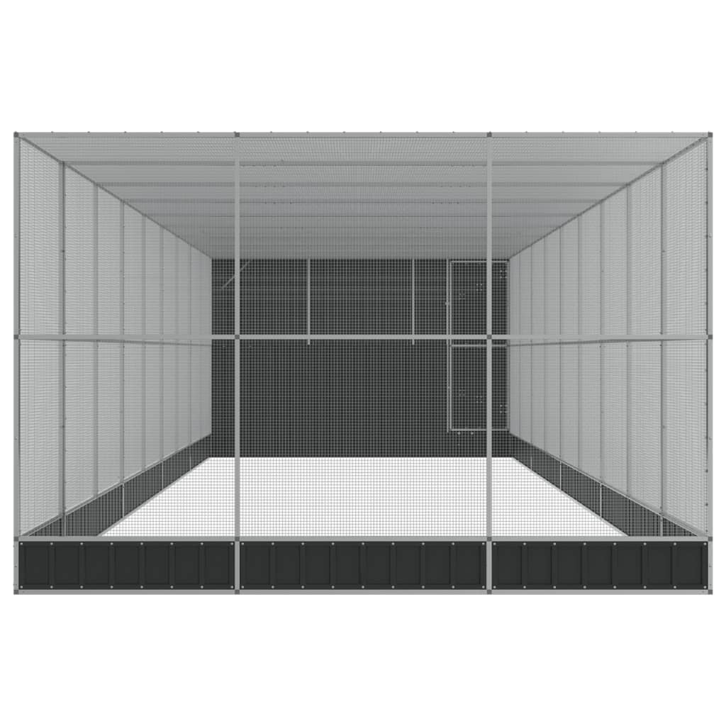 vidaXL Voliera de păsări cu extensie, argintiu, 1118x303x216 cm, oțel