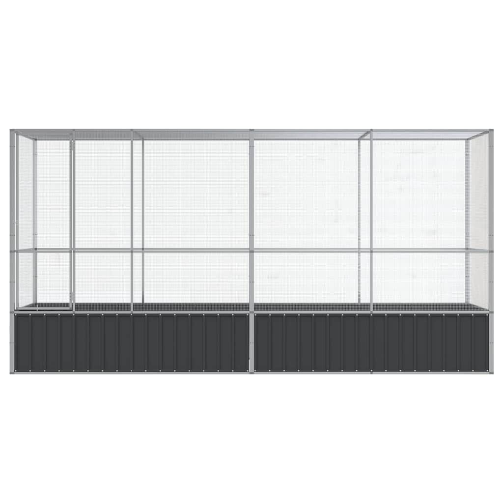 vidaXL Voliera de păsări cu extensie, argintiu, 418,5x107x212 cm, oțel
