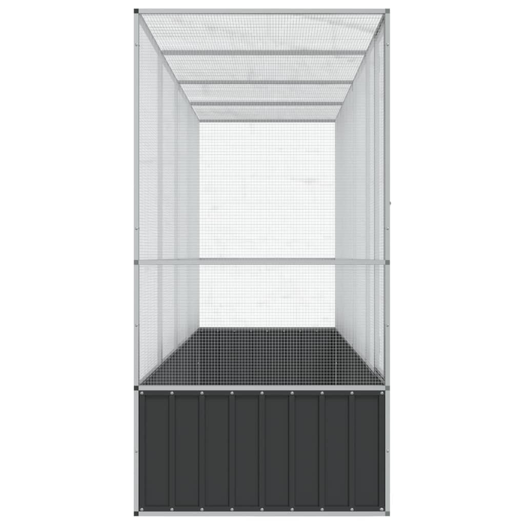 vidaXL Voliera de păsări cu extensie, argintiu, 418,5x107x212 cm, oțel