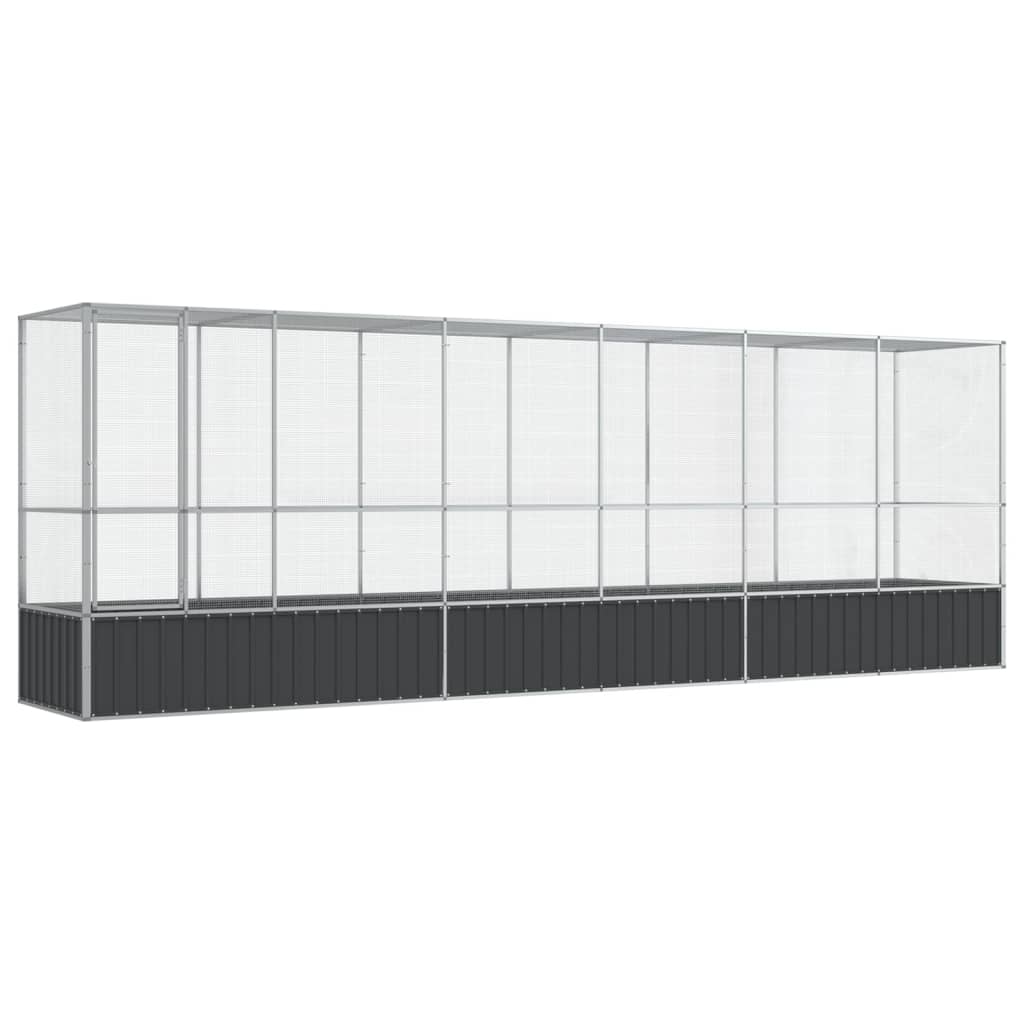 vidaXL Voliera de păsări cu extensie, argintiu, 626,5x107x212 cm, oțel