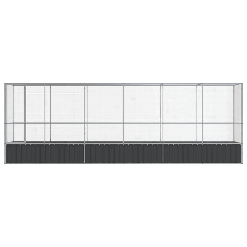 vidaXL Voliera de păsări cu extensie, argintiu, 626,5x107x212 cm, oțel