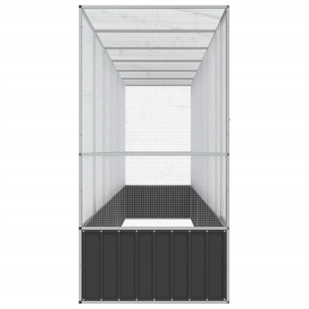 vidaXL Voliera de păsări cu extensie, argintiu, 626,5x107x212 cm, oțel