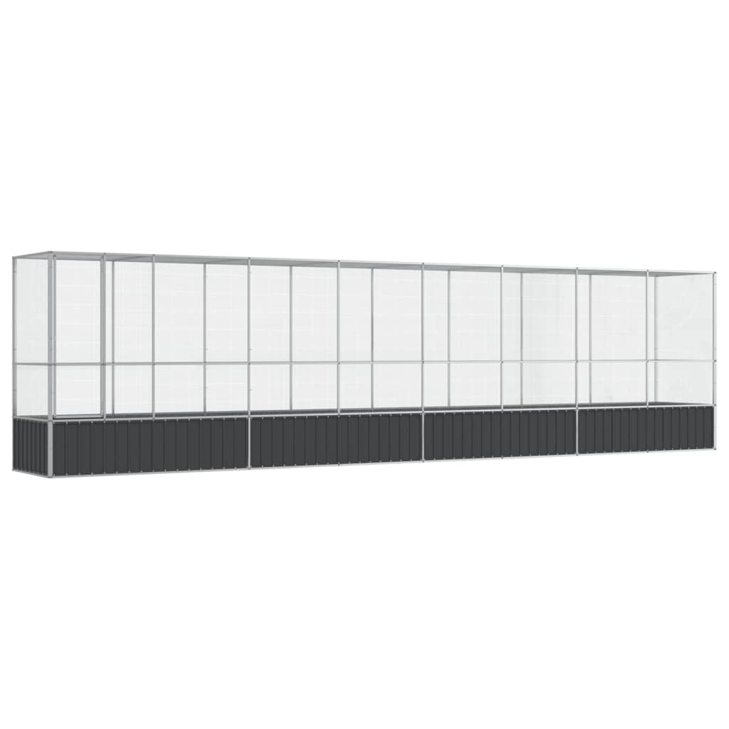 vidaXL Voliera de păsări cu extensie, argintiu, 834,5x107x212 cm, oțel