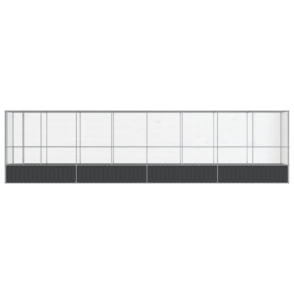 vidaXL Voliera de păsări cu extensie, argintiu, 834,5x107x212 cm, oțel