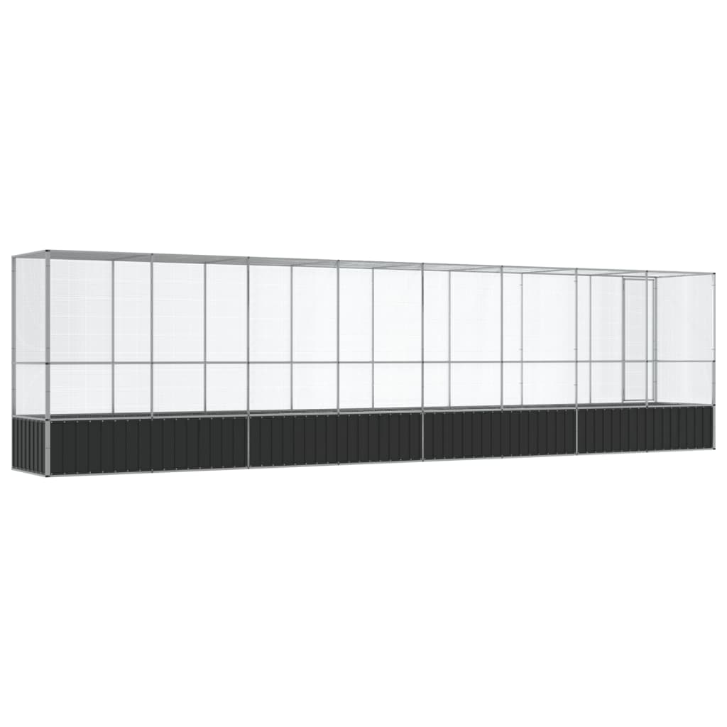 vidaXL Voliera de păsări cu extensie, argintiu, 834,5x107x212 cm, oțel