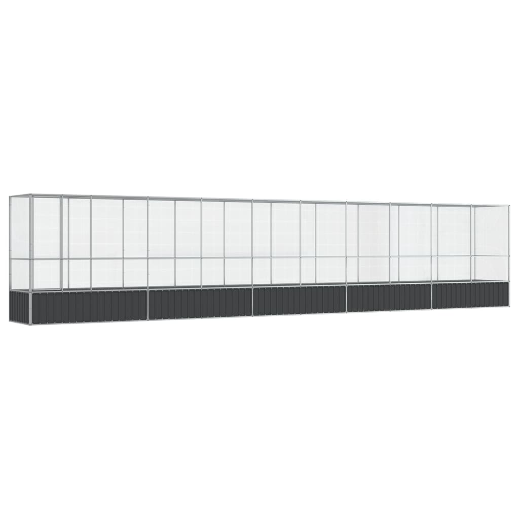 vidaXL Voliera păsări cu extensie, argintiu, 1042,5x107x212 cm, oțel vidaXL Voliera păsări cu extensie, argintiu, 1042,5x107x212 cm, oțel