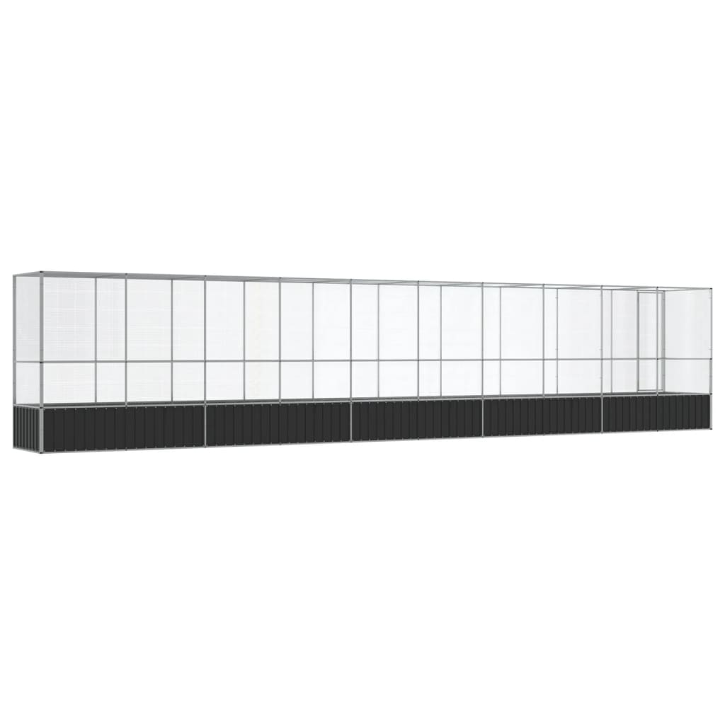 vidaXL Voliera păsări cu extensie, argintiu, 1042,5x107x212 cm, oțel vidaXL Voliera păsări cu extensie, argintiu, 1042,5x107x212 cm, oțel
