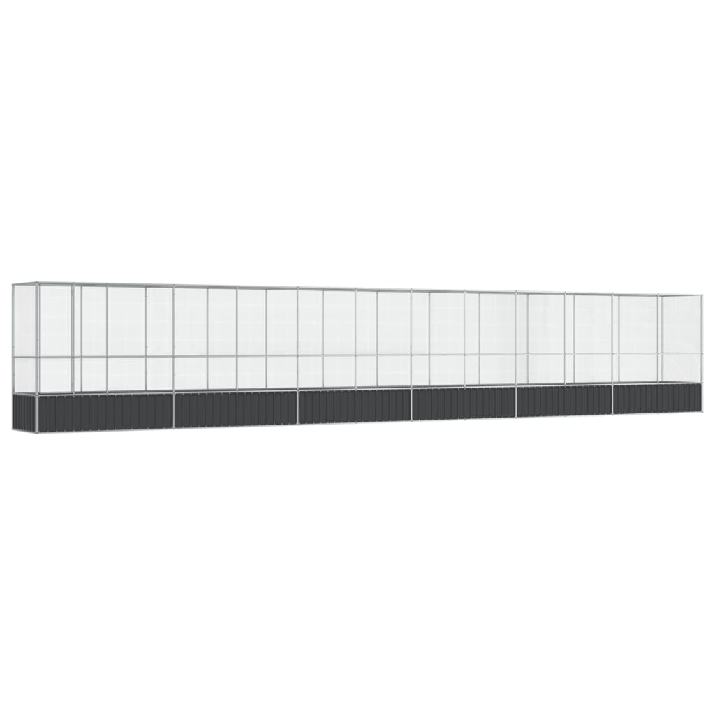vidaXL Voliera păsări cu extensie, argintiu, 1250,5x107x212 cm, oțel vidaXL Voliera păsări cu extensie, argintiu, 1250,5x107x212 cm, oțel