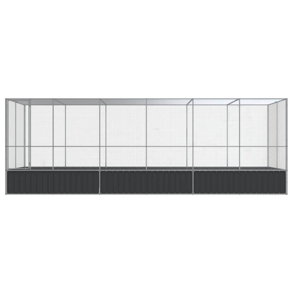 vidaXL Voliera de păsări cu extensie, argintiu, 625x207x212 cm, oțel