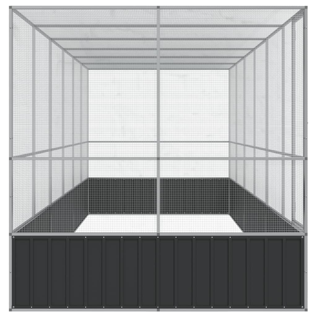 vidaXL Voliera de păsări cu extensie, argintiu, 625x207x212 cm, oțel