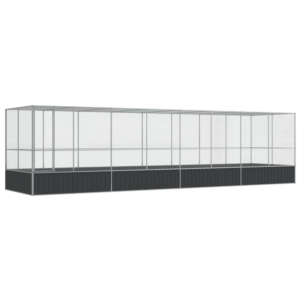 vidaXL Voliera de păsări cu extensie, argintiu, 832x207x212 cm, oțel