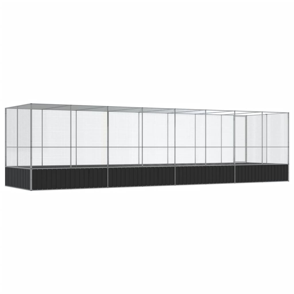 vidaXL Voliera de păsări cu extensie, argintiu, 832x207x212 cm, oțel