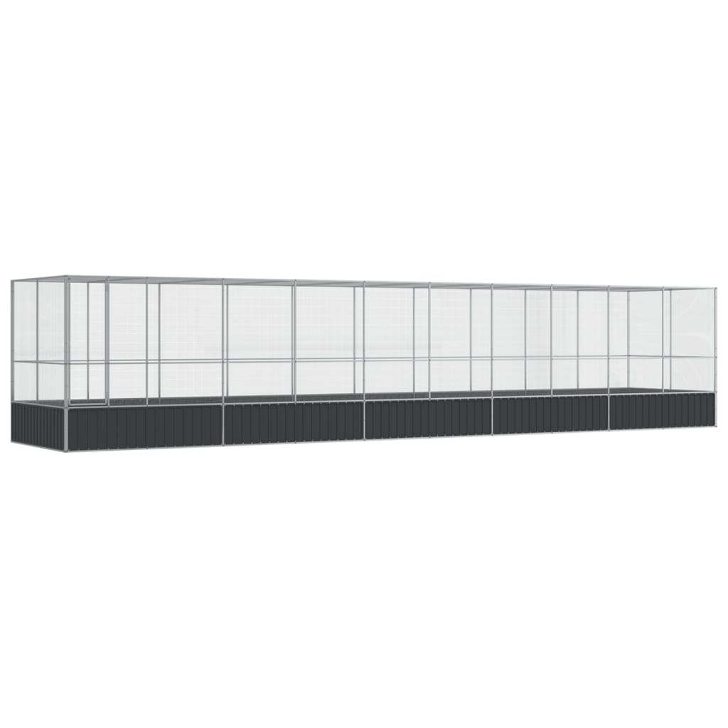 vidaXL Voliera de păsări cu extensie, argintiu, 1039x207x212 cm, oțel vidaXL Voliera de păsări cu extensie, argintiu, 1039x207x212 cm, oțel