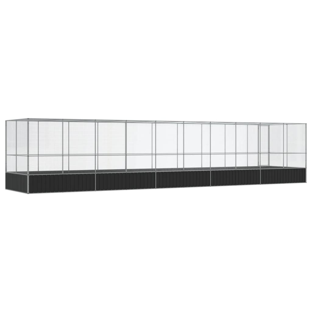 vidaXL Voliera de păsări cu extensie, argintiu, 1039x207x212 cm, oțel vidaXL Voliera de păsări cu extensie, argintiu, 1039x207x212 cm, oțel