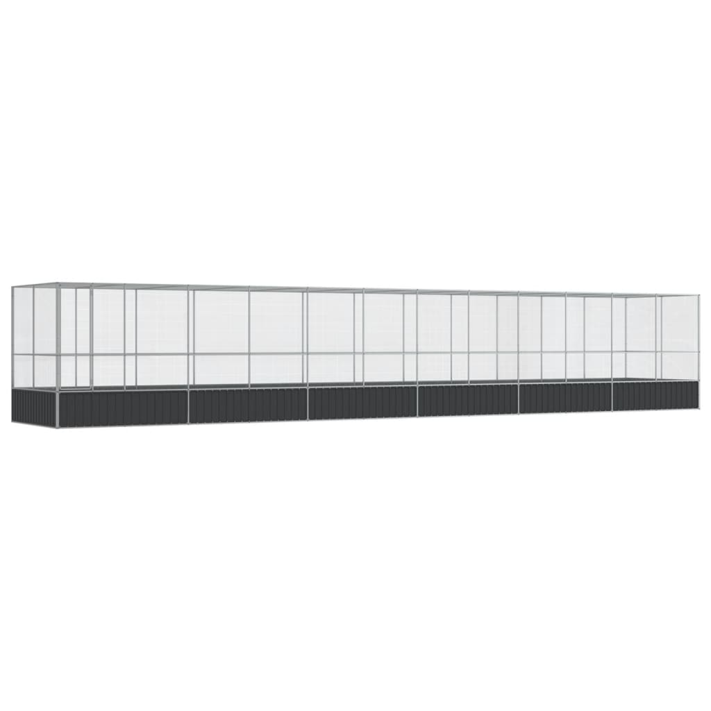 vidaXL Voliera de păsări cu extensie, argintiu, 1246x207x212 cm, oțel vidaXL Voliera de păsări cu extensie, argintiu, 1246x207x212 cm, oțel