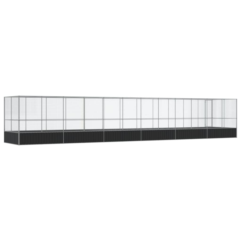 vidaXL Voliera de păsări cu extensie, argintiu, 1246x207x212 cm, oțel vidaXL Voliera de păsări cu extensie, argintiu, 1246x207x212 cm, oțel