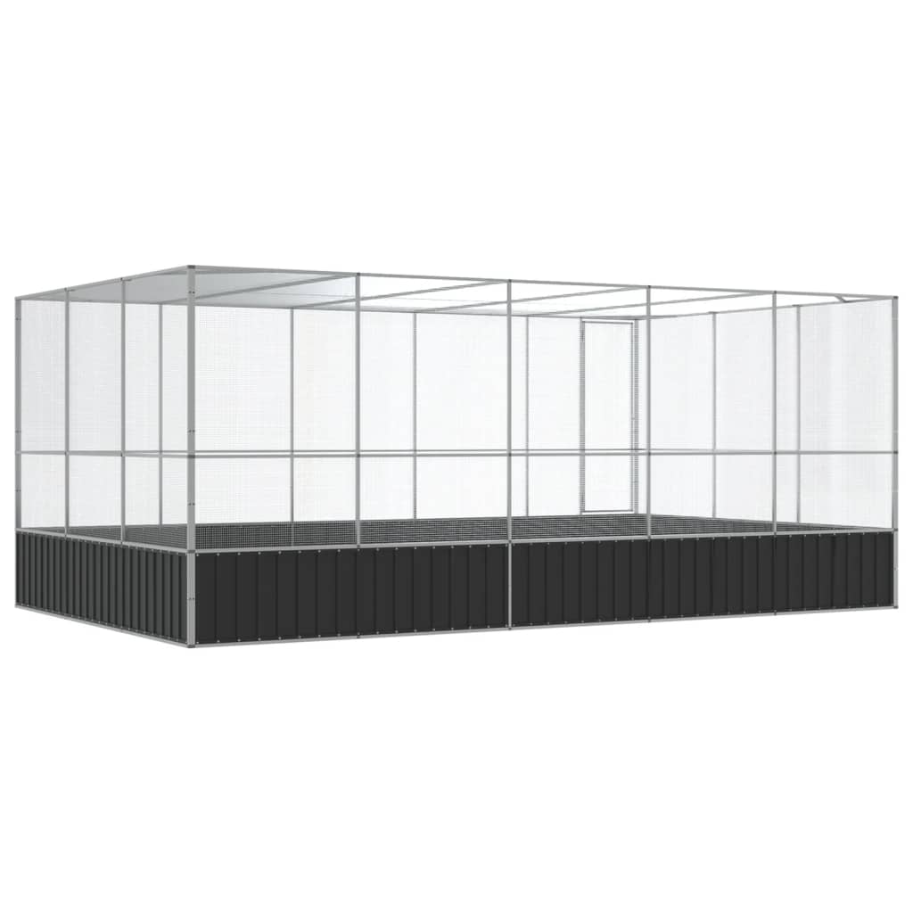 vidaXL Voliera de păsări cu extensie, argintiu, 518x307x212 cm, oțel vidaXL Voliera de păsări cu extensie, argintiu, 518x307x212 cm, oțel