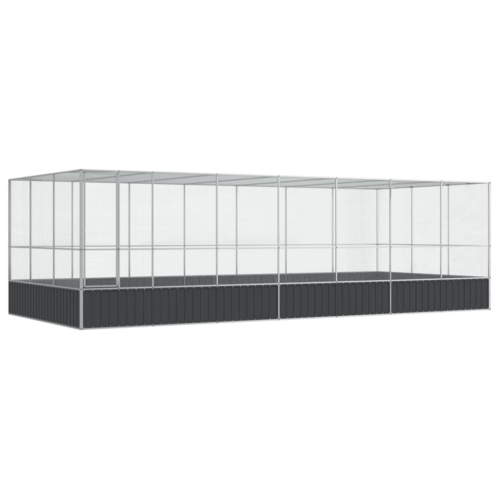 vidaXL Voliera de păsări cu extensie, argintiu, 725x307x212 cm, oțel