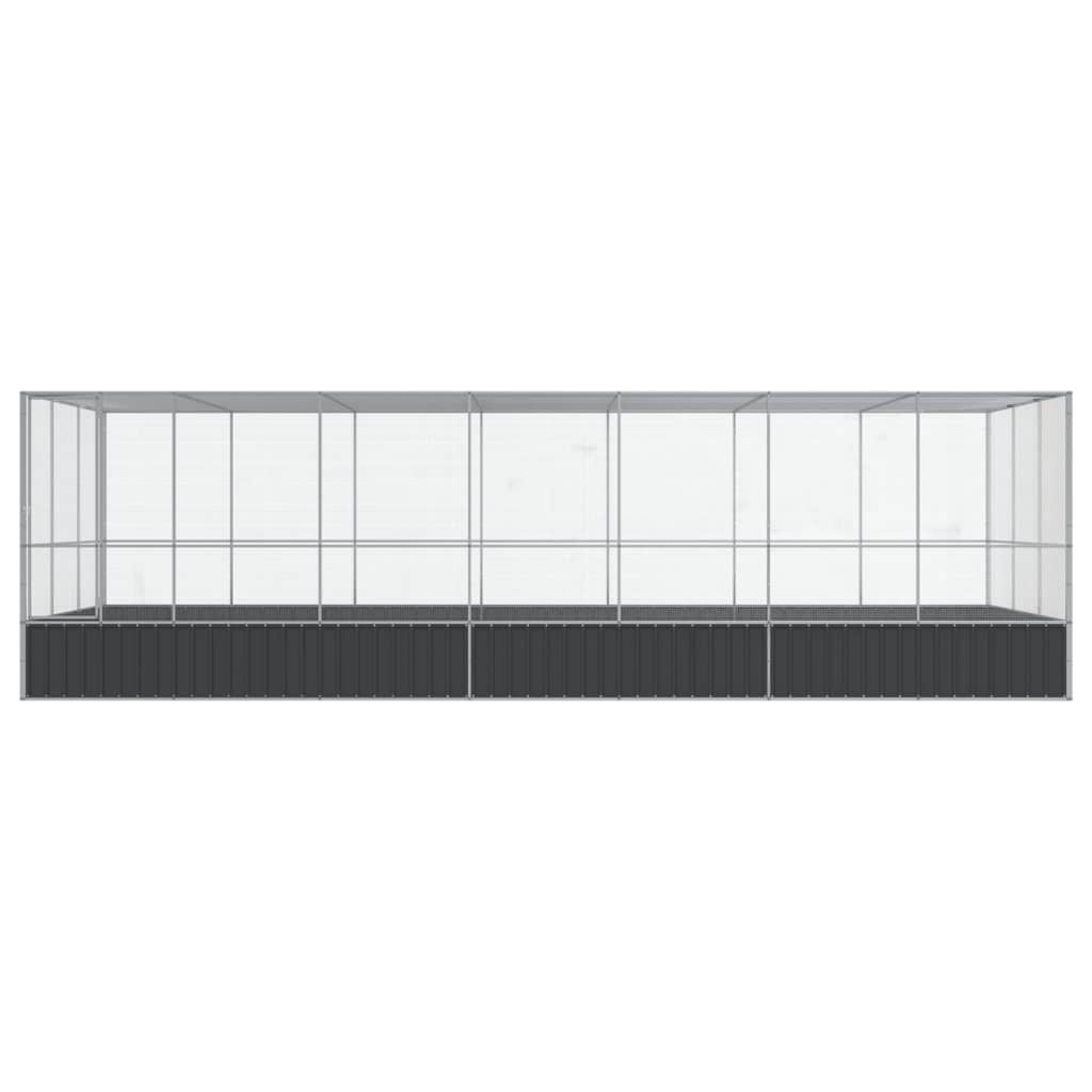 vidaXL Voliera de păsări cu extensie, argintiu, 725x307x212 cm, oțel