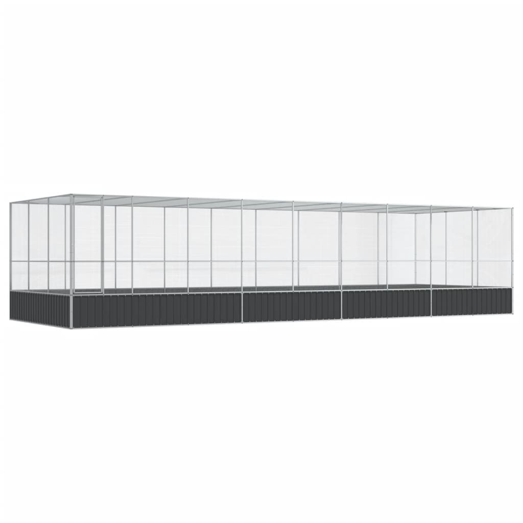 vidaXL Voliera de păsări cu extensie, argintiu, 932x307x212 cm, oțel