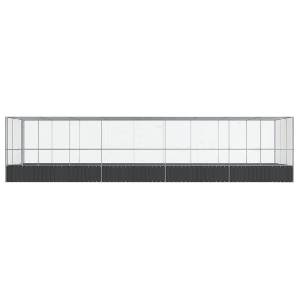 vidaXL Voliera de păsări cu extensie, argintiu, 932x307x212 cm, oțel