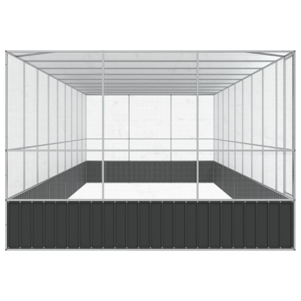 vidaXL Voliera de păsări cu extensie, argintiu, 932x307x212 cm, oțel