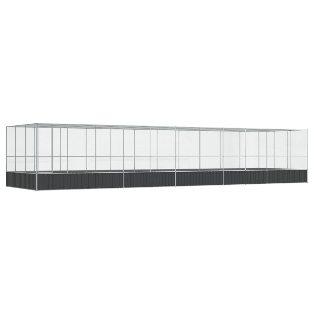 vidaXL Voliera de păsări cu extensie, argintiu, 1139x307x212 cm, oțel vidaXL Voliera de păsări cu extensie, argintiu, 1139x307x212 cm, oțel