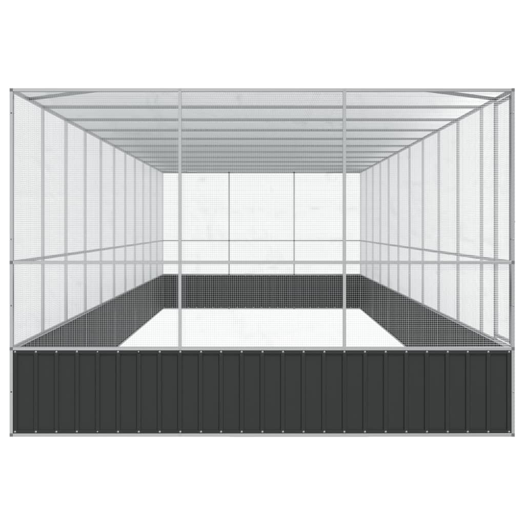 vidaXL Voliera de păsări cu extensie, argintiu, 1139x307x212 cm, oțel vidaXL Voliera de păsări cu extensie, argintiu, 1139x307x212 cm, oțel