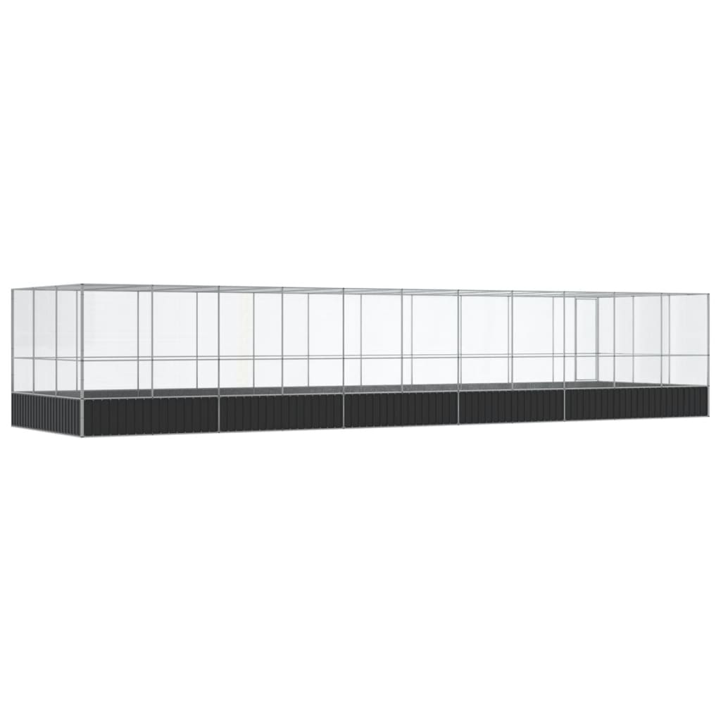 vidaXL Voliera de păsări cu extensie, argintiu, 1139x307x212 cm, oțel vidaXL Voliera de păsări cu extensie, argintiu, 1139x307x212 cm, oțel