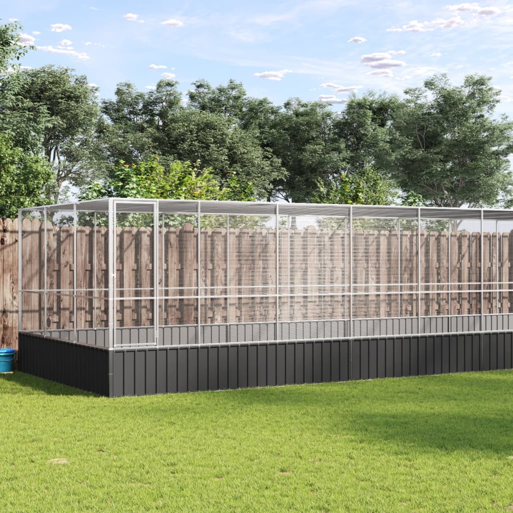 vidaXL Voliera de păsări cu extensie, argintiu, 1139x307x212 cm, oțel vidaXL Voliera de păsări cu extensie, argintiu, 1139x307x212 cm, oțel