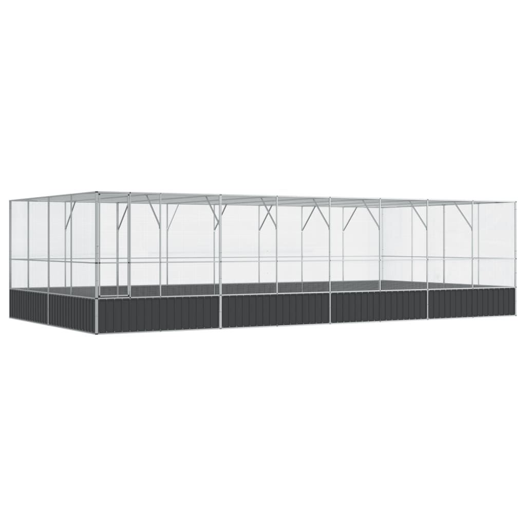vidaXL Voliera de păsări cu extensie, argintiu, 832x414x212 cm, oțel vidaXL Voliera de păsări cu extensie, argintiu, 832x414x212 cm, oțel