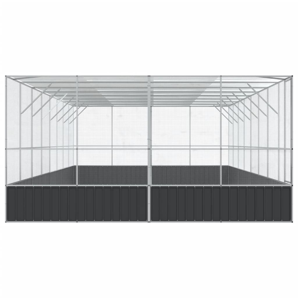 vidaXL Voliera de păsări cu extensie, argintiu, 832x414x212 cm, oțel vidaXL Voliera de păsări cu extensie, argintiu, 832x414x212 cm, oțel