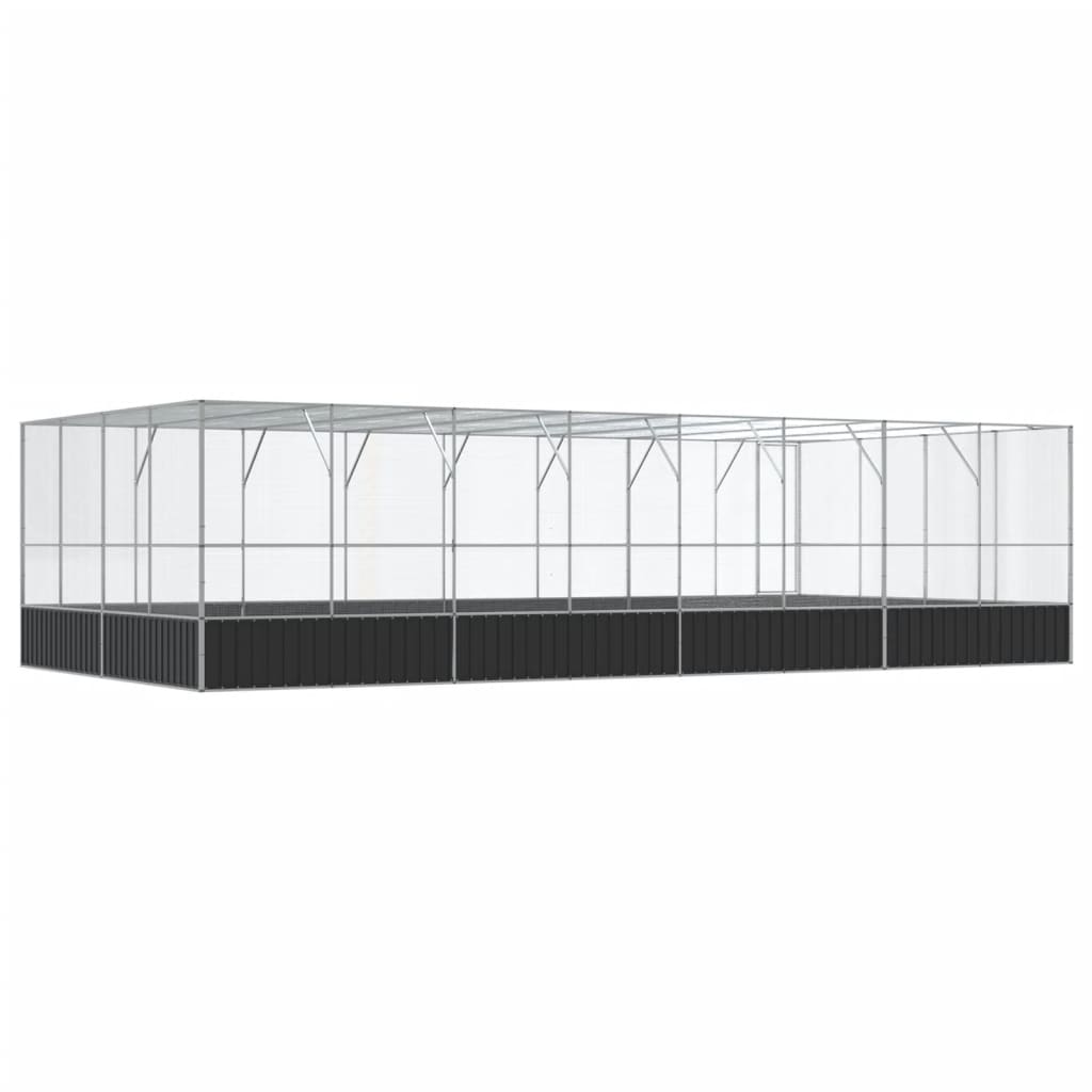 vidaXL Voliera de păsări cu extensie, argintiu, 832x414x212 cm, oțel vidaXL Voliera de păsări cu extensie, argintiu, 832x414x212 cm, oțel