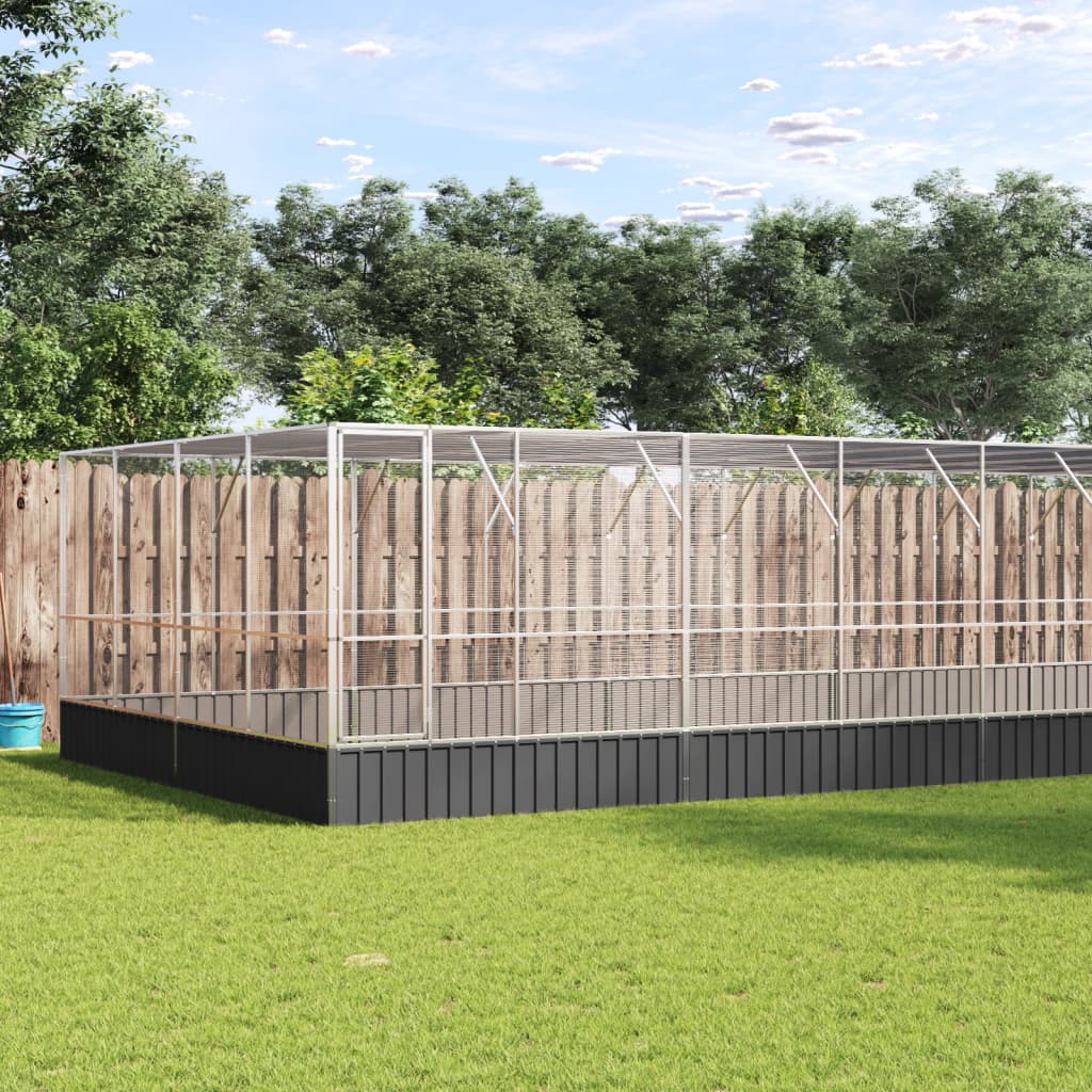 vidaXL Voliera de păsări cu extensie, argintiu, 832x414x212 cm, oțel vidaXL Voliera de păsări cu extensie, argintiu, 832x414x212 cm, oțel